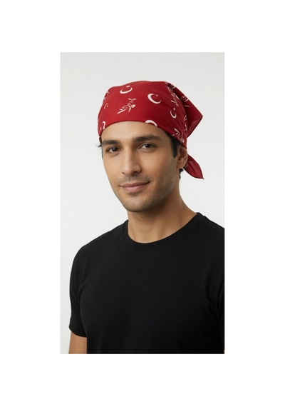 Mollycrush Unisex Kırmızı Türkiye Logolu Ay Yıldızlı Bandana Günlük Saç Aksesuarı, Boyunluk Ve Etkinlik Fuları Türkiye Logolu Ay Yıldızlı