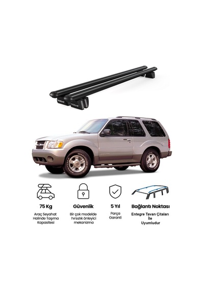 Pençe Ford Explorer 2001-2010 Uyumlu Siyah Ara Atkı 135cm Port Bagaj Tavan Barı
