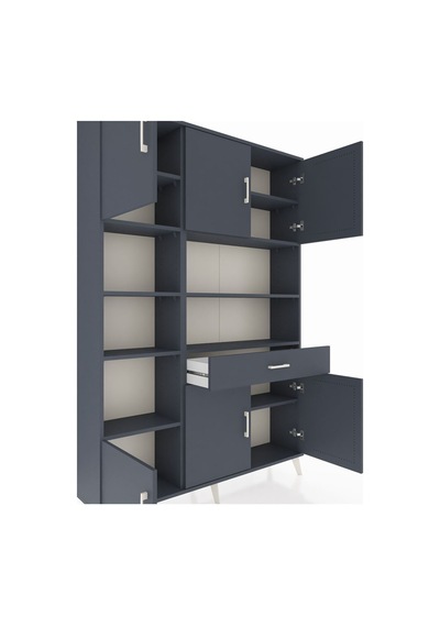 Arges Dolap 10 Raflı Tek Çekmeceli 6 Kapaklı 132x30x195 Antrasit-antrasit/antrasit Antrasıt/antrasıt Arges Dolap 10 Raflı Tek Çekmeceli 6 Kapaklı 132x30x195 Antrasit-antrasit/antrasit Antrasıt/antrasıt