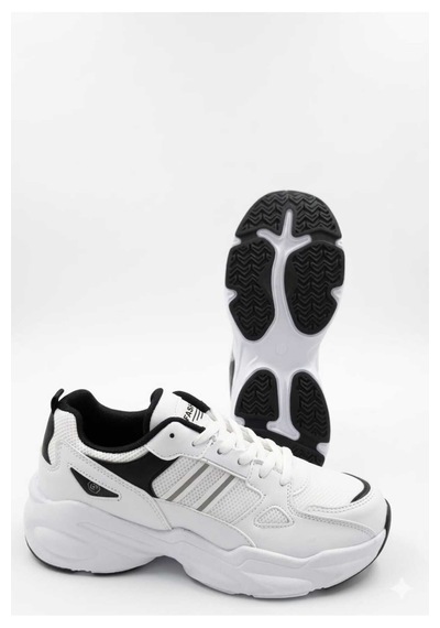 Mcdark Kadın Beyaz Siyah Sararmaz Taban Sneaker Ayakkabı