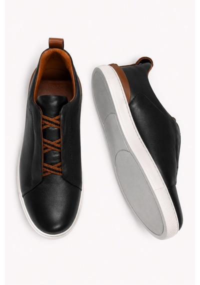Morven Erkek Siyah Deri Sneaker Ayakkabı 25ms005033001 Siyah