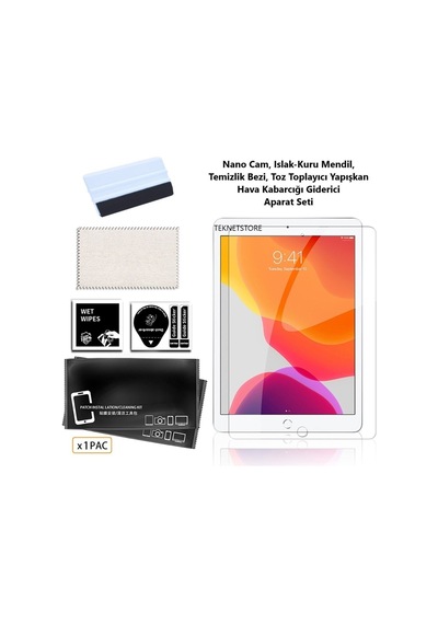 Apple Uyumlu iPad 7. 8. 9. Nesil 2020 /2021 10.2 Inç Premium Ekran Koruyucu Nano Teknoloji Cam Seti