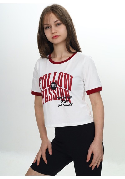 Toontoy Kids Toontoy Kız Çocuk Crop Garni Baskılı Tişört Bordo
