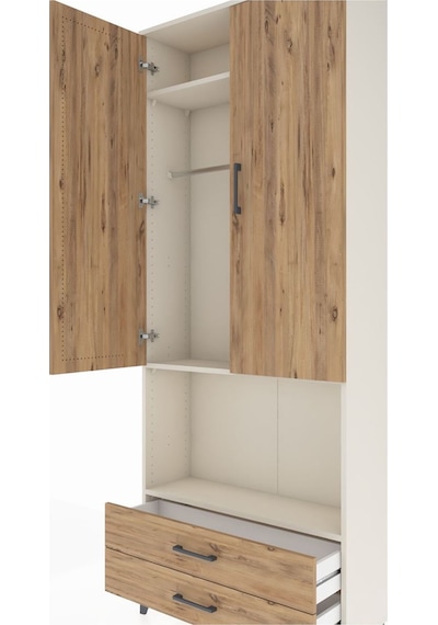 Arges Dolap 3 Raflı 2 Çekmeceli Tek Askılı 88x30x221 Aytaşı-çam Aytası