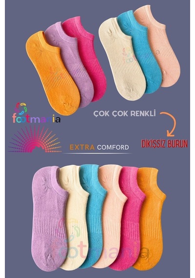 Footmania 6 '' Çift Kadın Çok Renkli Sneakers Çorap Seti Yüksek Pamuk Footmania 6 '' Çift Kadın Çok Renkli Sneakers Çorap Seti Yüksek Pamuk