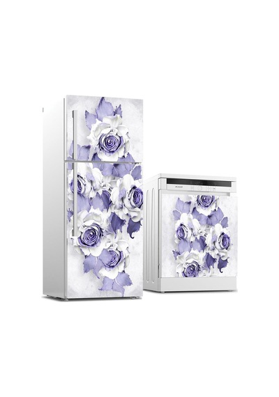 Buzdolabı Ve Bulaşık Makinası Beyaz Eşya Sticker Kaplama Mor Gül (540884705)
