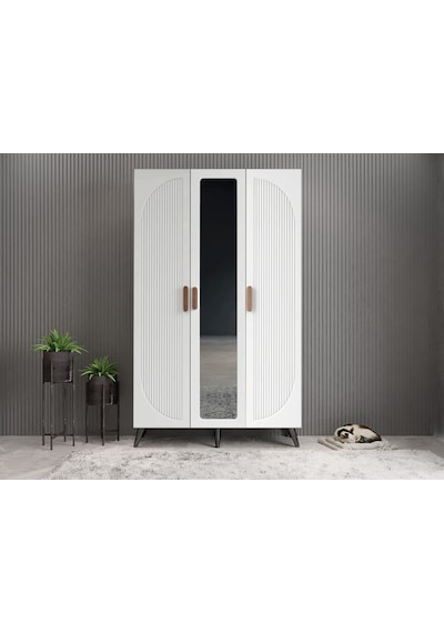 Robe Membran 3 Kapaklı Portmanto Montaj Dahil Füme Beyaz 120 Cm