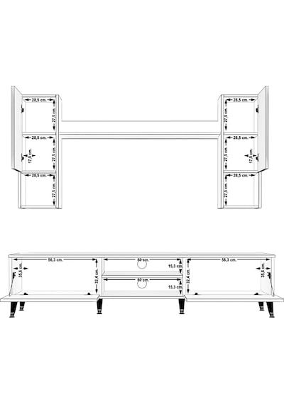 Decoraktiv Eko 5da Mdf Dvd Silver Tv Ünitesi Tv Sehpası Pera - Siyah Mermer