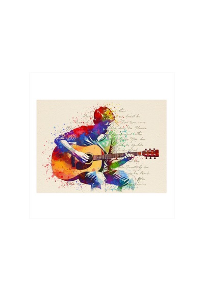 Renkli Gitar Melodisi Tasarım Mdf Tablo