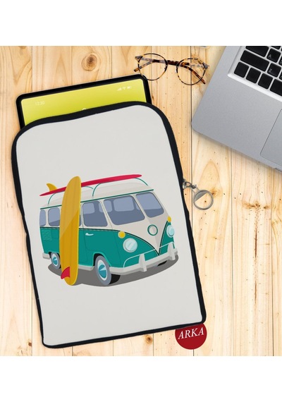 Bk Gift Klasik Araç Tasarımlı Taşınabilir Koruyucu Tablet Kılıfı & Organizer Çanta - Siyah-3