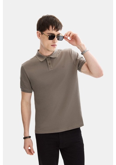 Backandbond Koyu Vizon Regular Fit Polo Yaka Örme Tişört