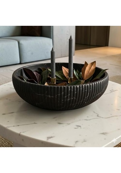 Tr Kase Ve Çizgili Vazo Seti 3 Lü El Yapımı Tepsili Minimalist Dekor Modern Ev Ofis Aksesuarı