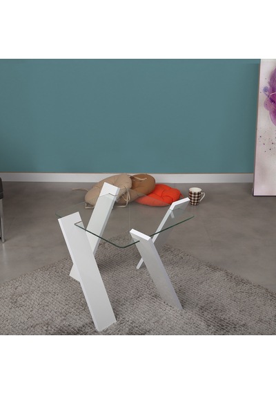 Pasifichome Roman Cam Yan Sehpa Mini Beyaz Çiçeklik Sehpa