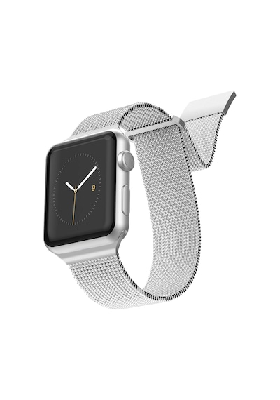 Watch 7 45mm Uyumlu Metal Hasır Kordon Raptic Mesh Band Serisi Gümüş