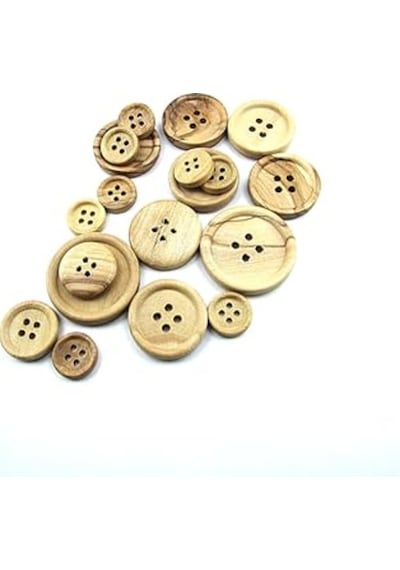 Tahta Dikme, 4 Delik Simit Model, Doğal Ahşap, Zeytin Ağacı,100 Adet 20mm-32l Diğer