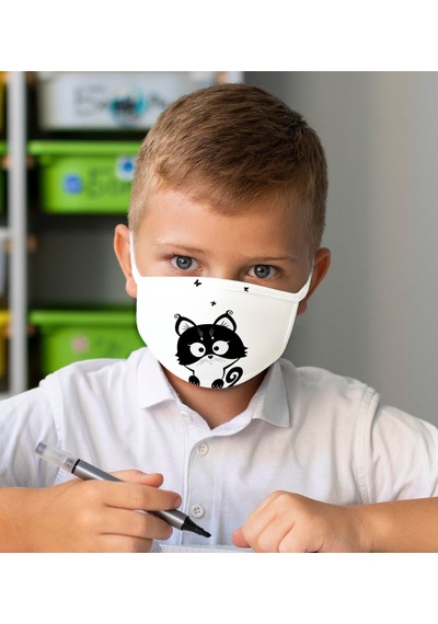 20 Adet Yıkanabilir Beyaz Çocuk Maske-13