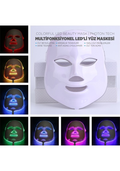 7 Işikli Mültifonksiyonel Led'Li Cilt Bakım Maskesi Led Maske
