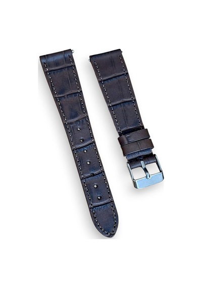 20mm Croco Baskılı Hakiki Dana Derisi Saat Kordonu Kahverengi