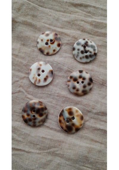 Doğal Tiger Hakiki İnci Midye Kabugu Düğme 20 Mm 6 Adet