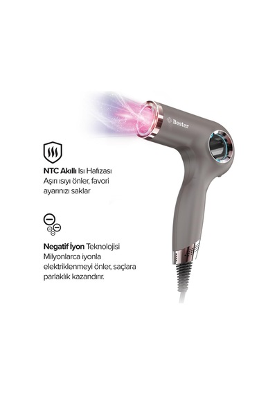 Bester Hd8002 Profesyonel Saç Kurutma Makinesi, 1800 Watt Bldc Mo