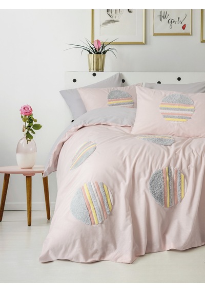 Cotton Box Puff Nakışlı Çift Kişilik Nevresim Takımı Tuft Gri Gri