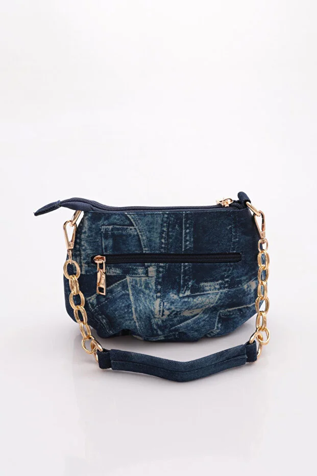 Guja C1090 Kadın Taşlı Denim Küçük Omuz Ve Çapraz Çanta Kot Lacivert