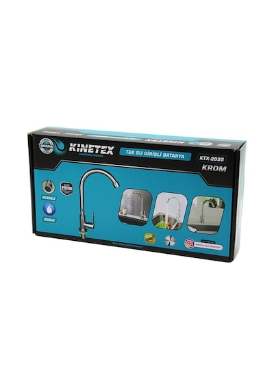 Kinetex Ktx-2895 Krom Tek Su Girişli Mix Uzun Kuğu Evye Aç Kapa Batarya