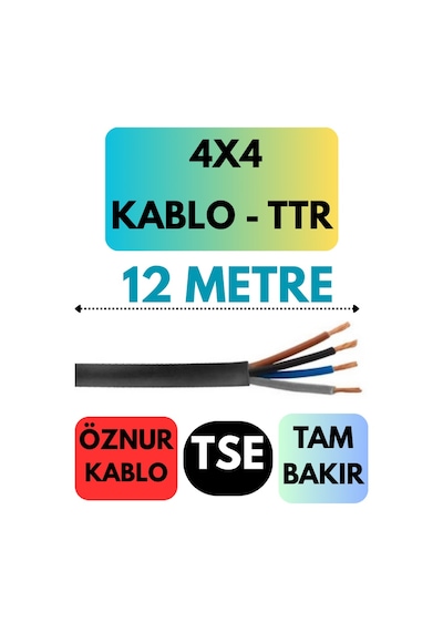 Öznur 4x4 Ttr Kablo Metre Seçenekli Siyah - 12 Metre