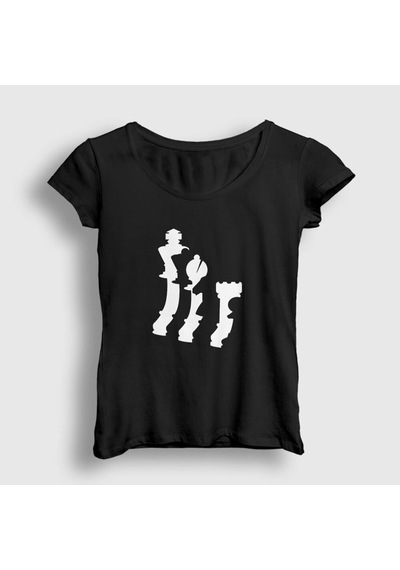 Noıssey Kadın Siyah Pieces Chess Satranç T-shirt 337893tt
