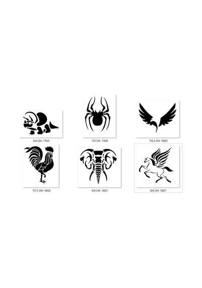 Airbrush Tattoo Dinazor Horoz Geçici Dövme Şablonu Seti Sadece Desen