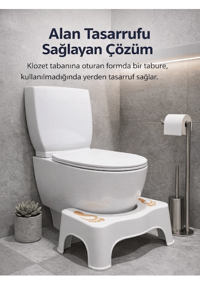 Beylini Klozet Taburesi Destek Basamağı Wc Lavabo Banyo Konforlu Yükselti Çömelme Çocuk Yaşlı Tuvalet Altlık Beyaz Beyaz