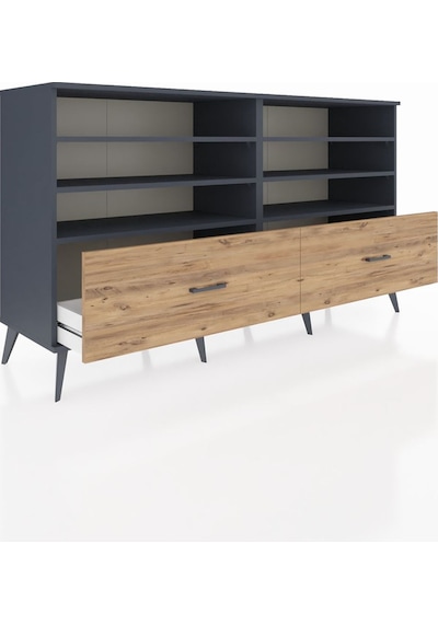 Hyperion Konsol 6 Raflı 2 Çekmeceli 176x44x99 Antrasit-antrasit/ Antrasit-antrasit/çam Hyperion Konsol 6 Raflı 2 Çekmeceli 176x44x99 Antrasit-antrasit/ Antrasit-antrasit/çam
