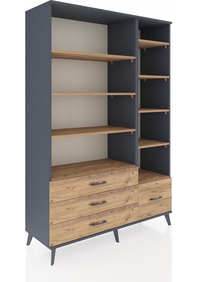 Hyperion Dolap 9 Raflı 4 Çekmeceli 132x44x195 Antrasit-çam/çam Antrasit Hyperion Dolap 9 Raflı 4 Çekmeceli 132x44x195 Antrasit-çam/çam Antrasit