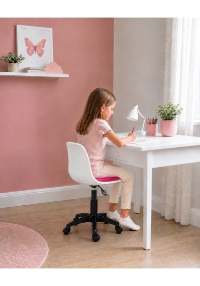 Juniora Beyaz Gövdeli Yer Kaplamayan Çocuk Ve Genç Odası Koltuğu Pembe