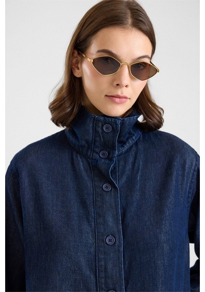 Olcay Büzgü Detaylı Soft Denim Ceket Pantolon İkili Takım Lacivert 9472-tk