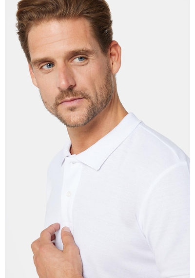 Tudors Erkek Slim Fit Dar Kesim Pamuklu Yumuşak Dokulu Serin Tutan Kumaş Düz Pike Beyaz Polo Yaka Tişört-30764 Beyaz