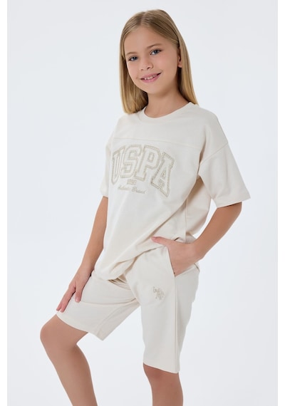 U.s. Polo Assn. Kız Çocuk Krem Bermuda Takım KREM