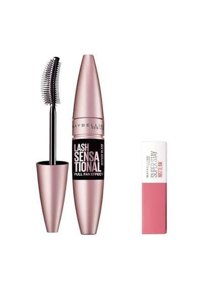 Maybelline New York Lash Sensational Yelpaze Etkili Intense Black Maskara - Ekstra Siyah 9.5 Ml & Mini Super Stay Matte Ink Likit Mat Ruj - 15 Lover Makyaj Seti 00 Maybelline New York Lash Sensational Yelpaze Etkili Intense Black Maskara - Ekstra Siyah 9.5 Ml & Mini Super Stay Matte Ink Likit Mat Ruj - 15 Lover Makyaj Seti 00