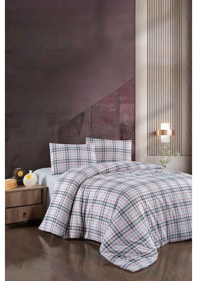 Menderes Home Cotton Collection Flanel R Çift Kişilik Nevresim Takımı Black Red Plaid