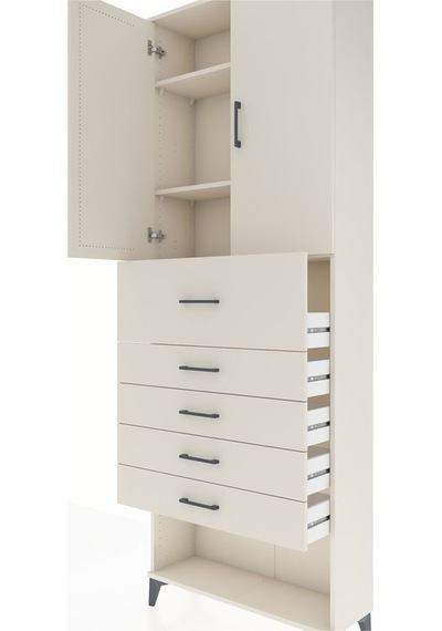 Arges Dolap 3 Raflı 5 Çekmeceli 2 Kapaklı 88x30x243 Aytaşı-aytaşı Aytası