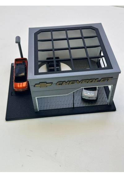 3d Baskı 1/64 Ölçekli Chevrolet Showroom Tasarımlı Diorama Araç Sergileme Garajı