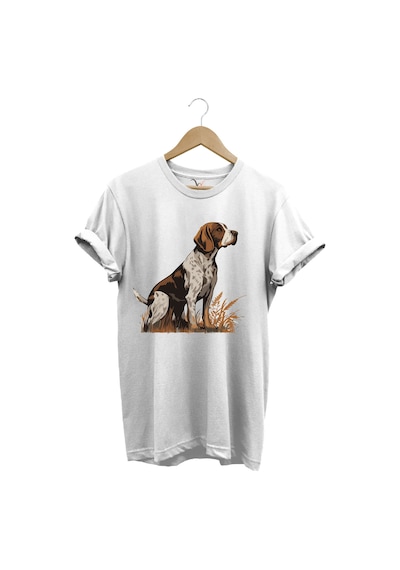 Beagle Av Köpeği Avcılık Baskılı Vahşi Yaşam Doğa Regular Fit Beyaz T-shirt Beyaz