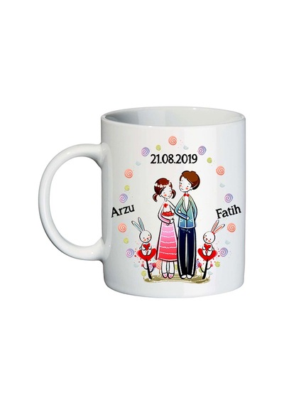 Aşık Romantik Çift Isim Baskılı Sevgiliye Hediye Kupa Bardak