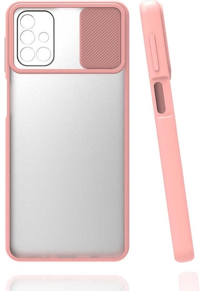 Kilifone - Samsung Uyumlu Galaxy M31s - Kılıf Slayt Sürgülü Arkası Buzlu Lensi Kapak - Pembe Açık