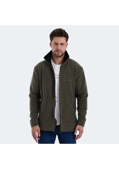 Slazenger KADMOS Erkek Fermuarlı Dik Yaka Cepli Haki Polar