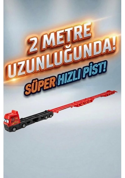 2 Katlı Taşıyıcı Ve 2m Yarış Pistli 24 Araç Kapasiteli 2 Küçük Arabalı Oyuncak Tır Seti