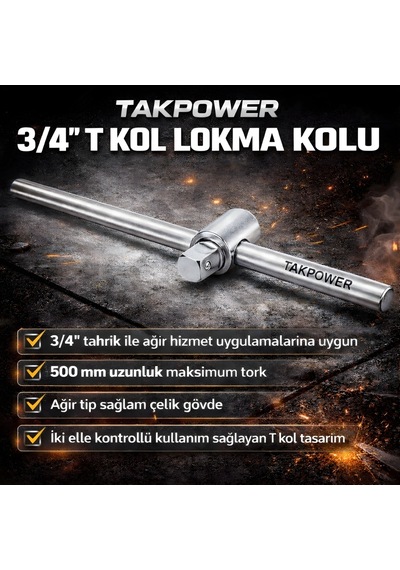 Takpower 3/4 T Kol Lokma Kolu Ağır Tip 500 Mm