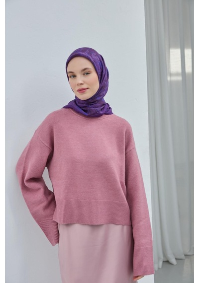Silk Home Viskon Velora Eşarp Erguvan Mor Desenli Yumuşak Dokulu Tok Duruşlu 90x90 Çok Renkli