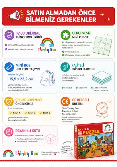 Mutlu Hayvanlar Mini Puzzle 40 Parça 3-7 Yaş Eğitici Çocuk Puzzle Yapboz