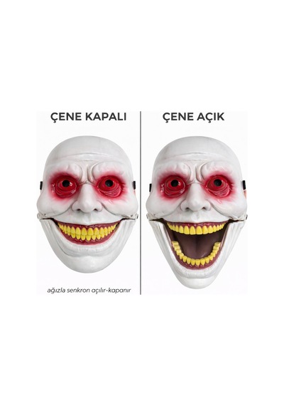 Hareketli - 144 - Çene Meizmalı Korku - Csmo-tex - Maskesi Kırmızı